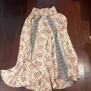 Karma Highway Floral Print wide leg pants- Pink and Cream